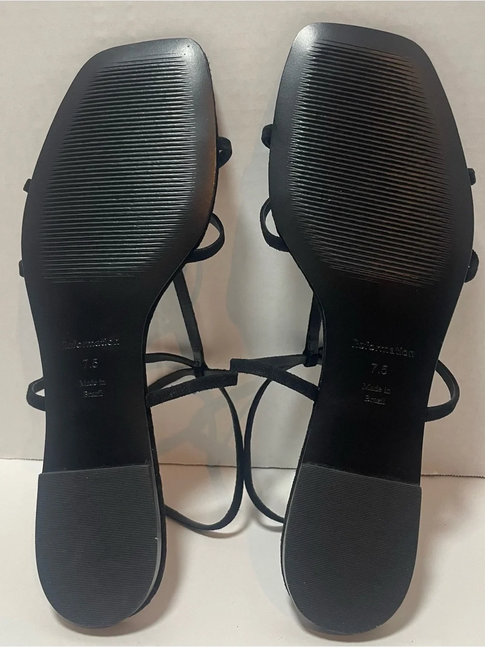 Reformation Maya Black Suede Flat Sandals Women’s Size 7.5